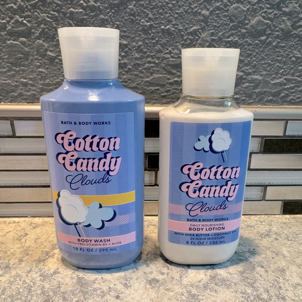 NWT Bath & Body Works Cotton Candy Clouds Body Lotion and Body Wash Set